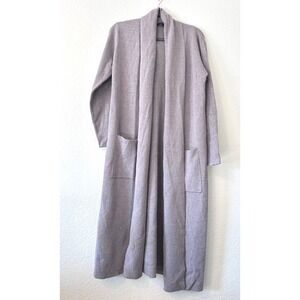 MaxSport Long Cardigan Duster Open Front Sweater w/ Pockets Heather Abalone S